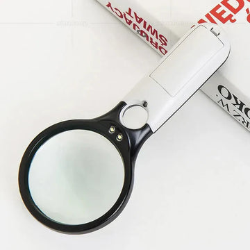 LED Handheld Magnifying Glass Mirror with Light